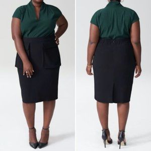 Universal Standard Caura Crepe Pocket Skirt Black US Size L (22-24) Pencil skirt